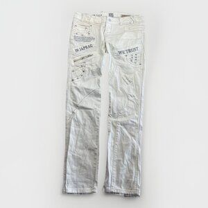 Y2K Japrag Denim By Okishana Samoki Japanese Tech Grunge Punk White Sz 32